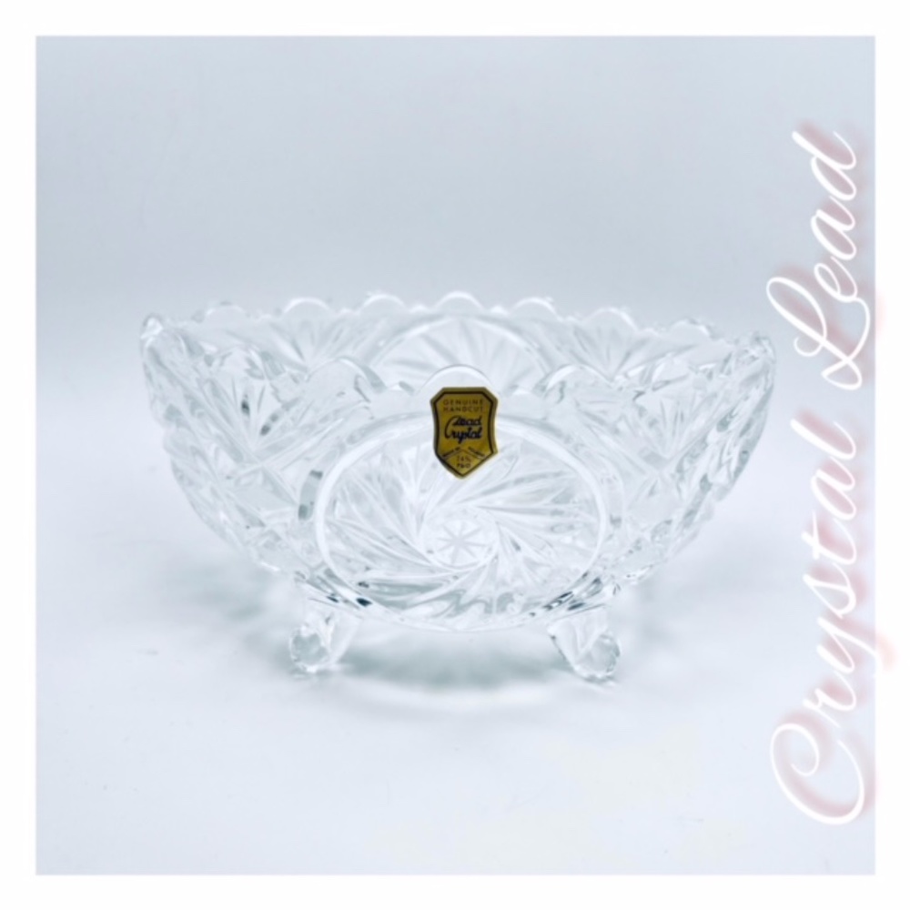 GENUINE HANDCUT CRYSTAL LEAD CANDY BOWL